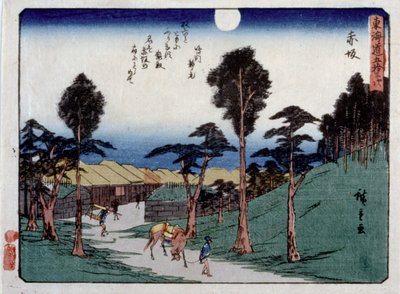 Kyoka Tokaido Series, Akasaka by Ando or Utagawa Hiroshige