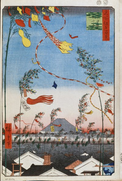 Prosperity Throughout the City during the Tanabata Festival (One Hundred Famous Views of Edo). Japanese print by Utagawa Hiroshige (1797-1858) by Ando or Utagawa Hiroshige