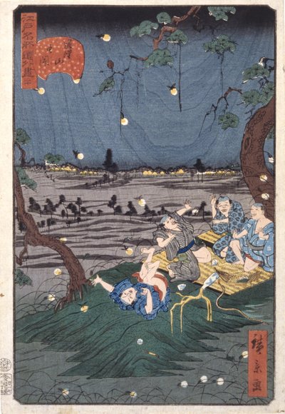 Listening To Crickets At Dōkanyama (20) (Dōkanyama Mushikiki) by Ando or Utagawa Hiroshige