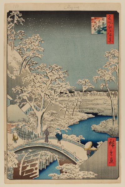 Meguro Drum Bridge and Sunset Hill by Ando or Utagawa Hiroshige