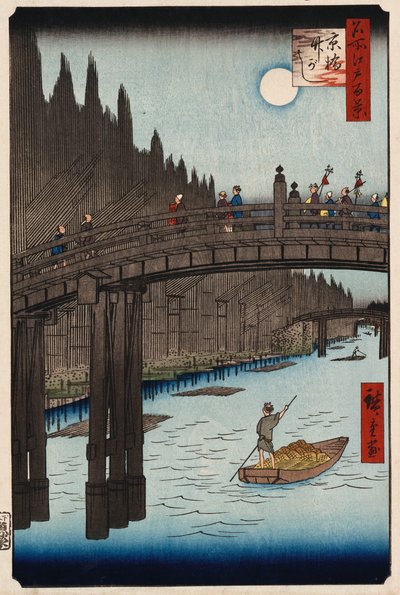 Moon Viewing Pine, Ueno, From One Hundred Views of Famous Places in Edo by Ando or Utagawa Hiroshige