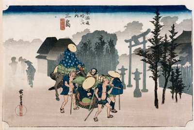 Morning Mist at Mishima by Ando or Utagawa Hiroshige