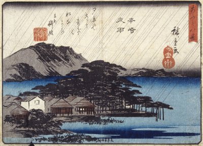Night Rain At Karasaki by Ando or Utagawa Hiroshige