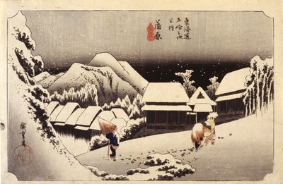 Night Snow In Kanbara, #16 by Ando or Utagawa Hiroshige