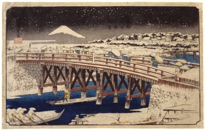 Nihonbashi in the Snow by Ando or Utagawa Hiroshige