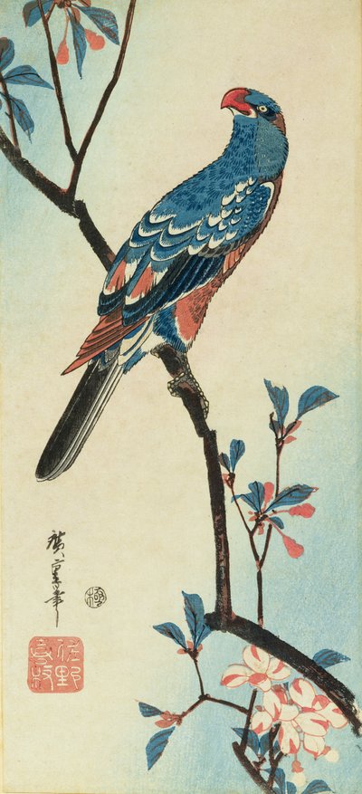Parrot on a Branch by Ando or Utagawa Hiroshige