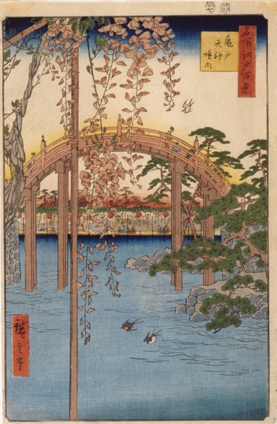 Precincts Of The Tenjin Shrine In Kameido by Ando or Utagawa Hiroshige