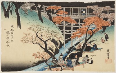 Red Maple Trees at the Tsutenkyo Bridge by Ando or Utagawa Hiroshige