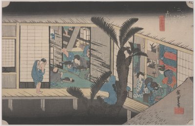 Scene at an Inn by Ando or Utagawa Hiroshige