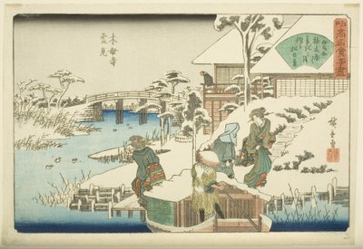 Snow Viewing at Mokubo-ji Temple: The Uekiya Restaurant by Ando or Utagawa Hiroshige