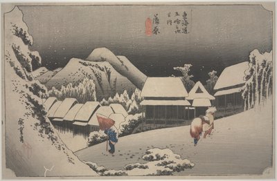 Snow at Night by Ando or Utagawa Hiroshige