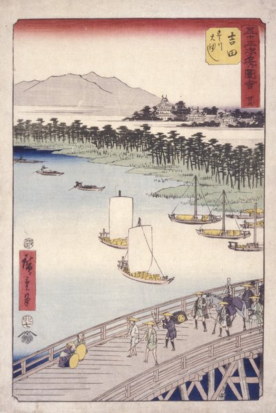 Station 35, Yoshida; Kyoka Tokaido Series by Ando or Utagawa Hiroshige