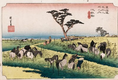 The Horse Market in the Fourth Month at Chiryu, from the Series The Fifty-Three Stations of The Tokaido by Ando or Utagawa Hiroshige