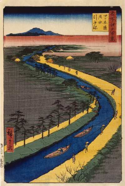 Tow-Boats On The Yotsugidori Canal by Ando or Utagawa Hiroshige