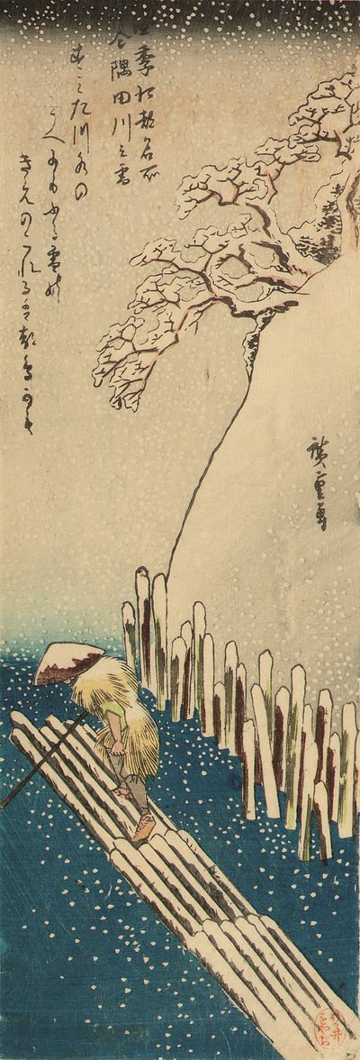 Winter Snow on the Sumida River, from the series Famous places in Edo in the Four Seasons by Ando or Utagawa Hiroshige