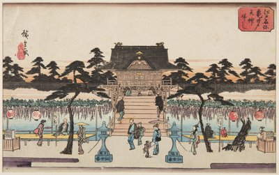 Wisteria at Kameido Tenjin Shrine by Ando or Utagawa Hiroshige