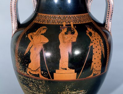 Attic red-figure amphora depicting a citharede performing in a musical competition, c.525-520 BC by Andokides Painter