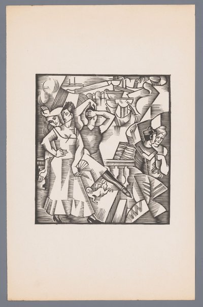 Three Dancing Women and Sailor with Woman (series: Six Woodcuts with Maritime Scenes, Grand Largue) by André Lhote