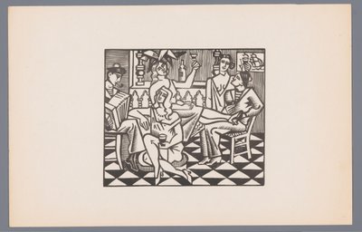 Two Sailors and Three Women in a Café (Six Woodcuts with Maritime Scenes) by André Lhote