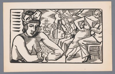 Woman with Bare Upper Body in a Bar (Six Woodcuts with Maritime Scenes) by André Lhote