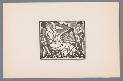 Woman on chair and sailor with accordion by André Lhote