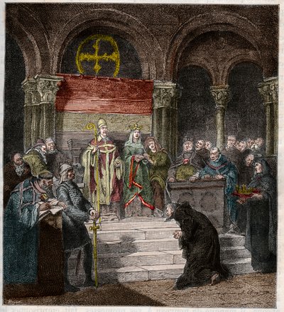 Emperor Henri IV (1050-1106) at the feet of Pope Gregory VII (1020-85) by Andre Cluysenaar