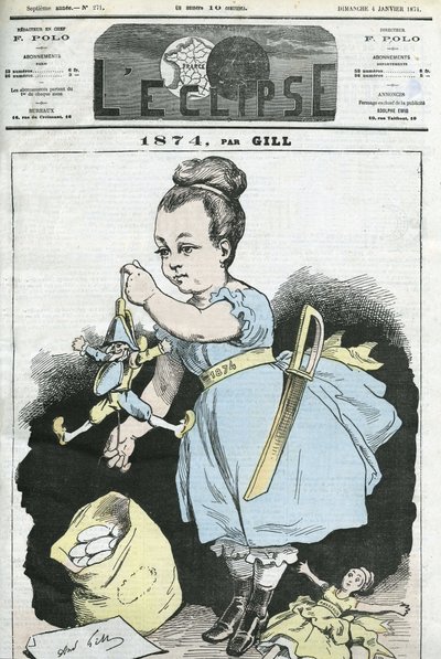 1874: a woman manipulates a puppet. Cover in L