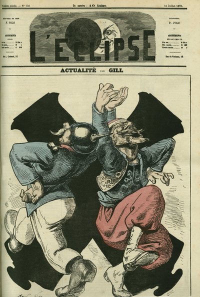 Actuals, Prussian soldier and French dancing in front of the cannons of the Franco-Prussian war. Cover in 