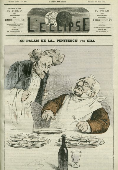 At the palace of penitence, caricature of President of the Republic Adolphe Thiers (1797-1877). Cover in 