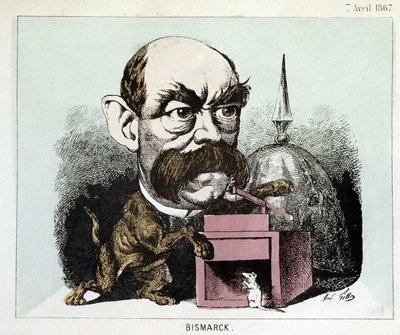 Cartoon of Count Otto Eduard Leopold von Bismarck (1815-1898), Chancellor of the Kingdom of Prussia - Cartoon by Gill by Andre Gill