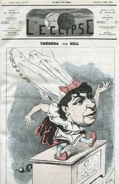 Cartoon by Emma Valendon called Theresa, French popular singer. Cover in L