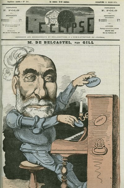 Cartoon by Gabriel de Belcastel (1821-1890), French Politician. Cover in L