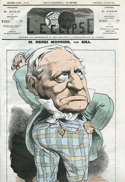 Cartoon by Henri Monnier (1799-1877), French playwright, cartoonist, actor. Cover in 