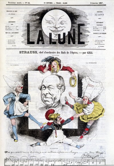 Cartoon by Johann Strauss Jr. (1825-1899) in “The Moon”, January 6 by Andre Gill