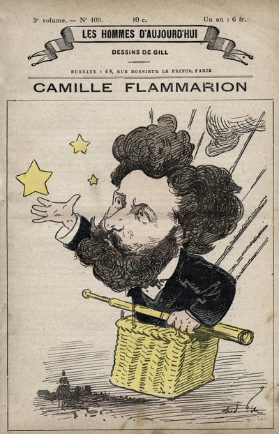 Cartoon of Camille Flammarion, English scientist from 