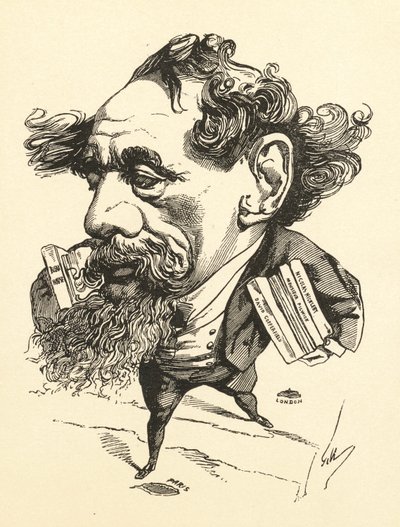 Cartoon of Charles Dickens Crossing the English Channel, 1868 by Andre Gill