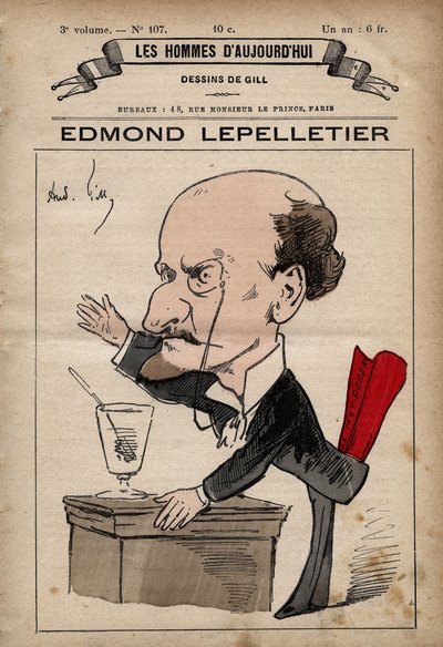 Cartoon of Edmond Lepelletier (1846-1913) radical French journalist and writer from 