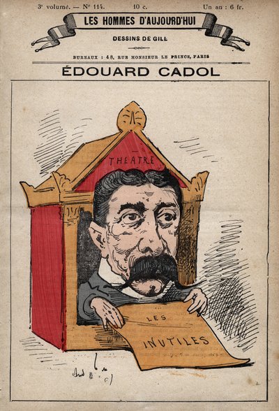Cartoon of Edward Cadol (1831-1898) English novelist from 