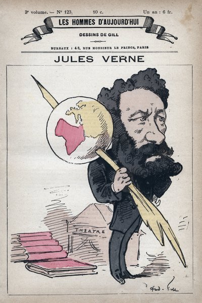 Cartoon of Jules Verne (1828-1905) from 