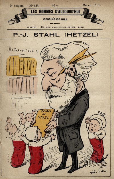 Cartoon of Pierre Jules Hetzel from 