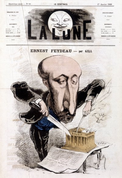 Cartoon on Ernest Feydeau (1821 - 1873) by Gill - in 