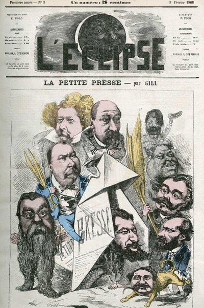 Creation of La Petite Presse, with Jannin, Delsaux, Hermant, Hemery, De Balathier, Bragelonne, Dumas, Ponson du Terrail, Jean du Boys, Revillon and Coste. Cover in L