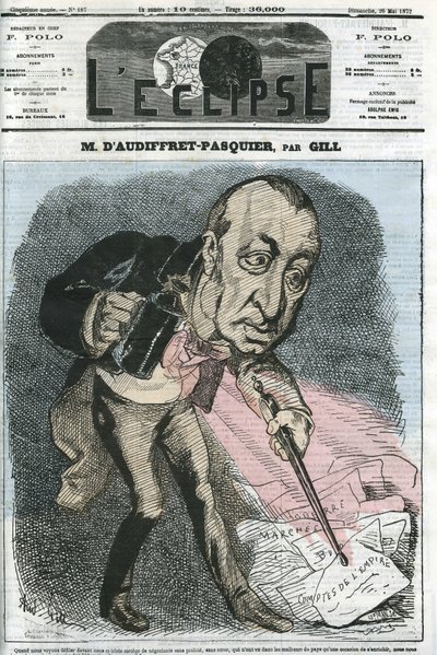 Edme Armand Gaston, Duke of Audiffret-Pasquier, French politician by Andre Gill