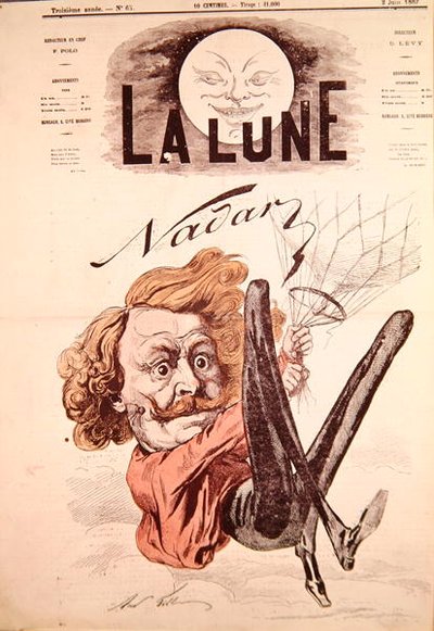 Front cover of La Lune magazine showing Nadar, 2nd June 1867 by Andre Gill