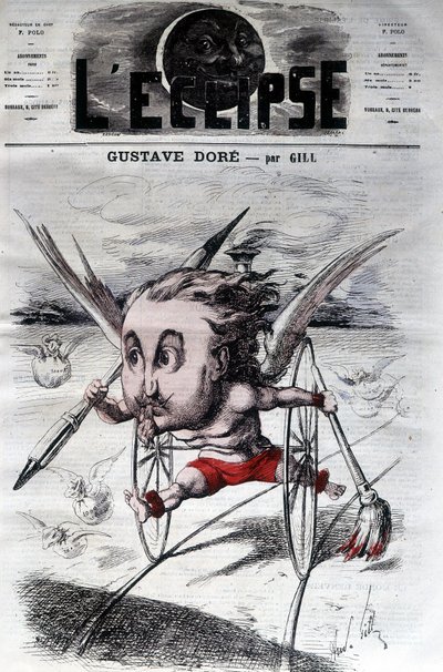 Gustave Doré. French draughtsman and painter (1832 to 1883). Cartoon by DeGill. The eclipse by Andre Gill