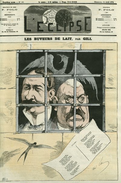 Hippolyte de Villemessant, founder of Le Figaro and Francis Magnard by Andre Gill