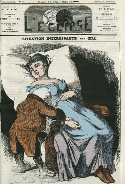 Illustration of the Republic soon to be indebted to Prussia, Adolphe Thiers (1797-1877), President of the Republic taking his pulse. Cover in 