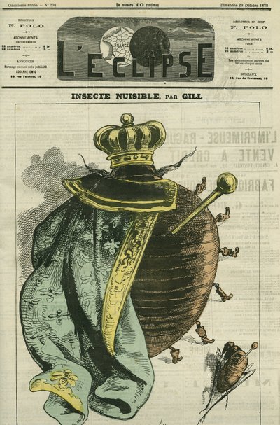 Insect pest, the monarchy in cockroach for the exhibition of the Cercle Agricole et Horticole du Luxembourg. Cover in L