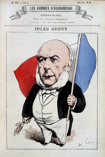 Jules Grevy with the French flag - by Gill, in 