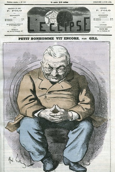 Little man still lives, cartoon by Adolphe Thiers, French statesman. Cover in L